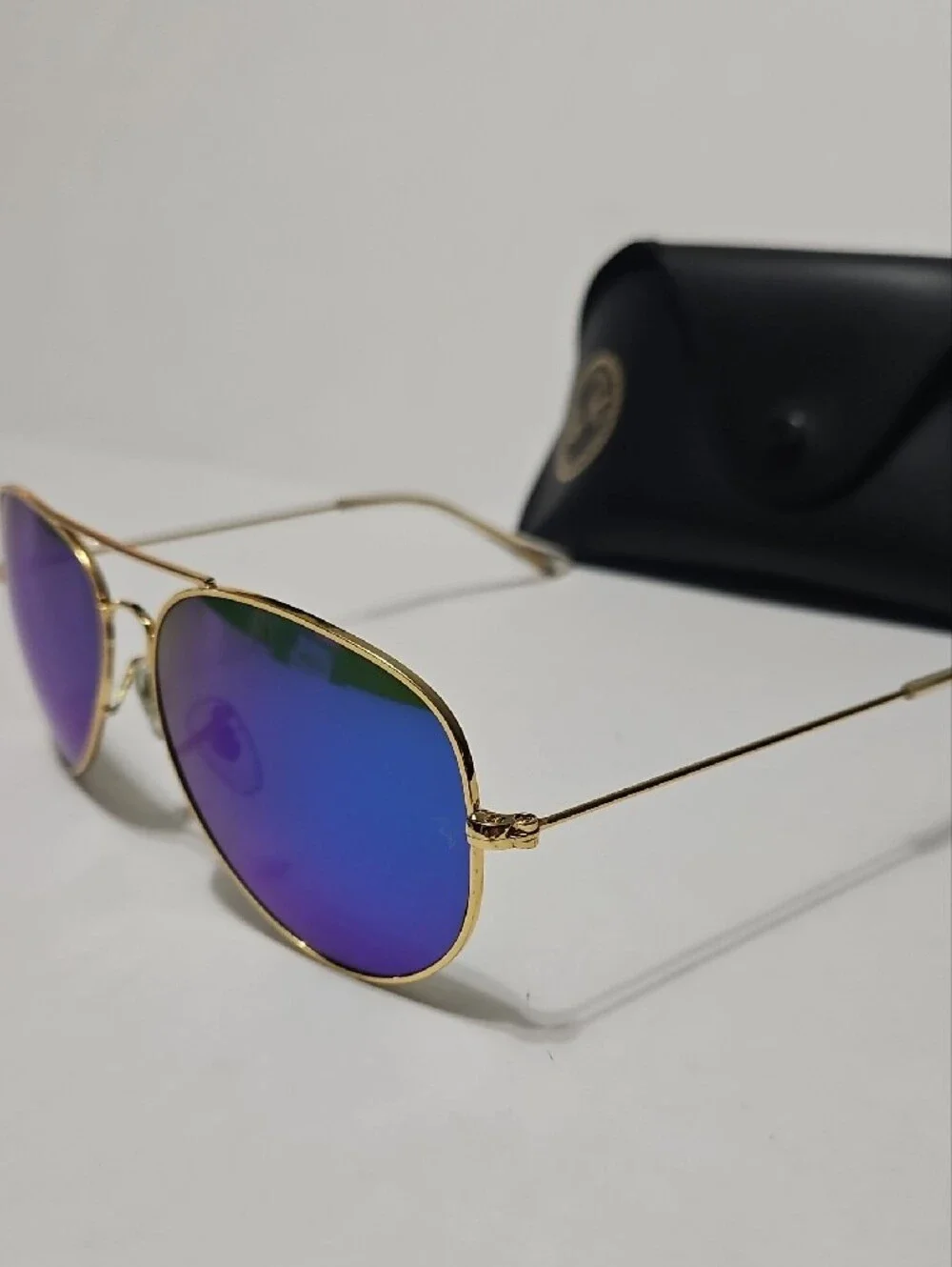 Ray-Ban RB3025 Men’s Gold Aviator Sunglasses W/ Blue Mirrored Lenses 58 14 130